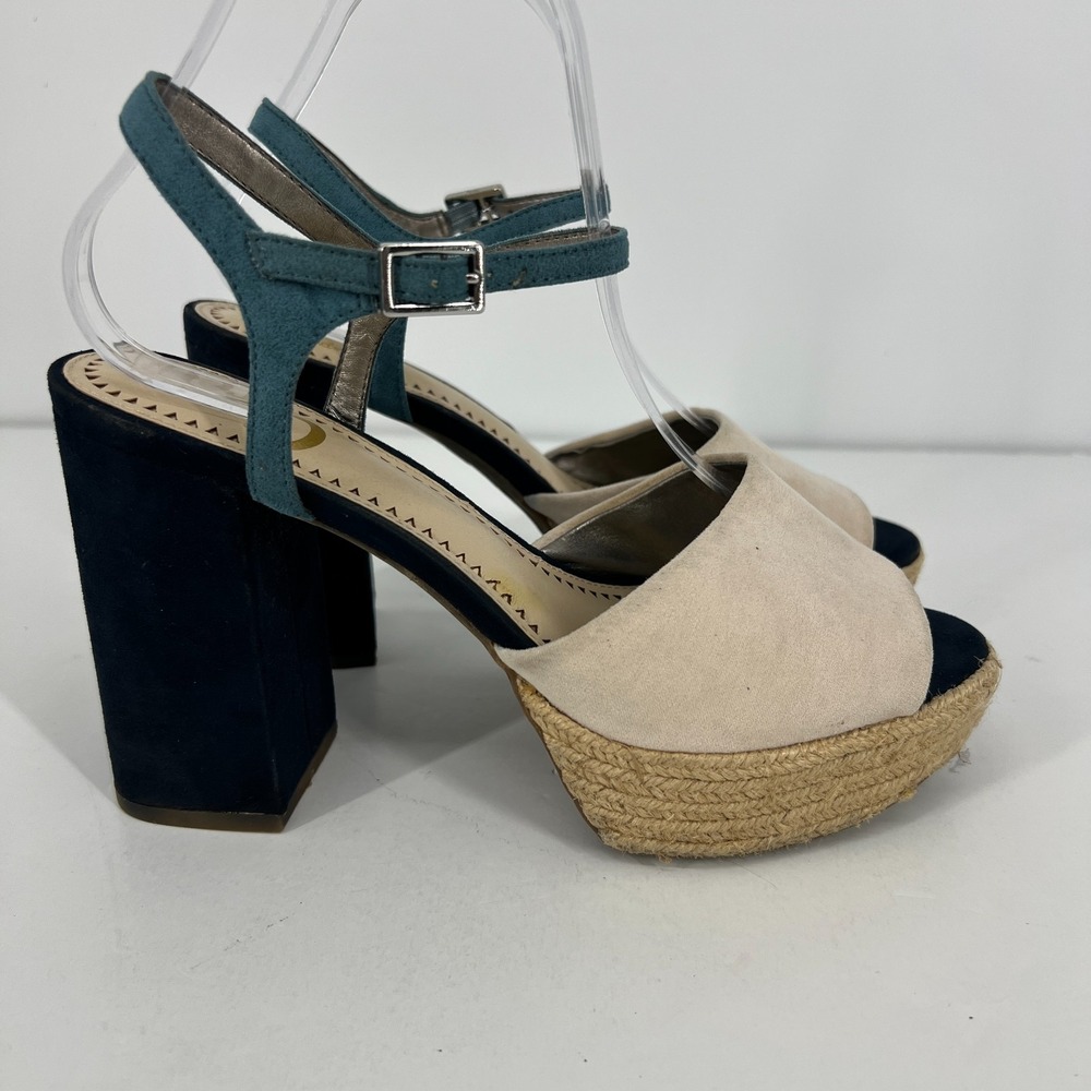 Circus by Sam Edelman Nakita Block Heel Platform Sandals Womens 8 M Blue Cream - Picture 7 of 10